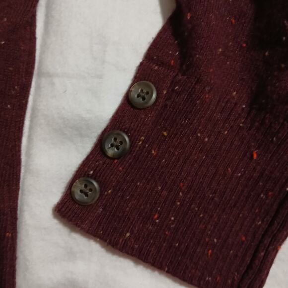 Talbots Med Maroon Multicolor Flecked V-Neck Sweater Cotton Blend Lightweight - Picture 10 of 16